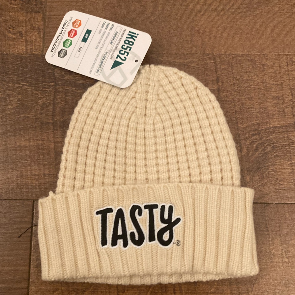 Tasty Cream Waffle Knit Cuffed Beanie NEW w/ Tags
